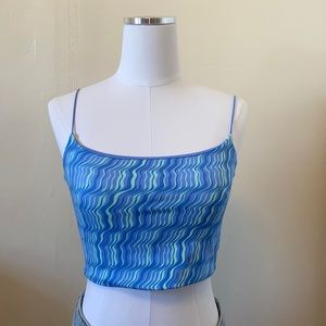 Waved striped blue crop top